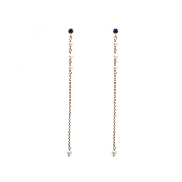 “Forest” Lapis Lazuli and Fresh Water Pearl Drop Earrings