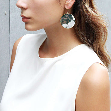 Heavenly Beauty Big Round Drop Earrings / Green Phantom