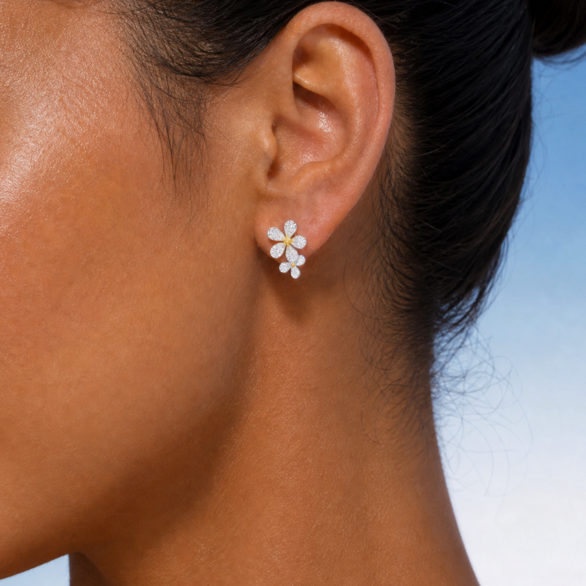 “Fleur” Fortune Petal Gold Vermeil Stud earrings