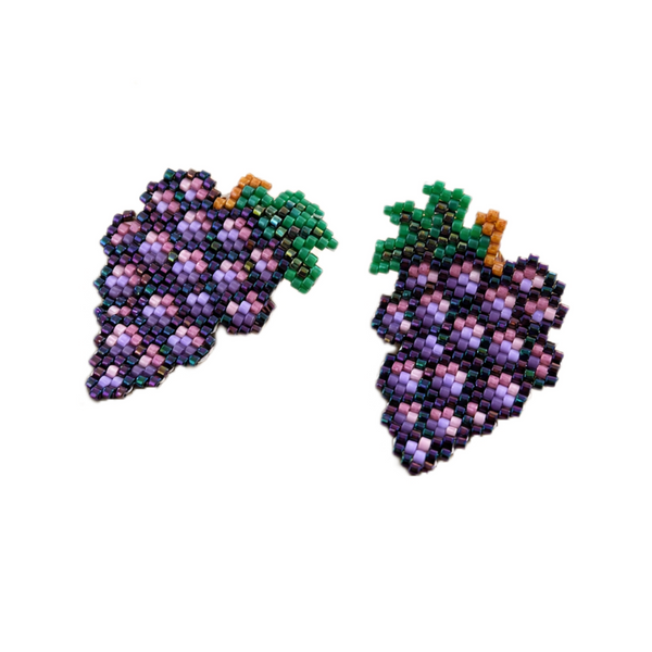 "Grape"beaded fruit earrings