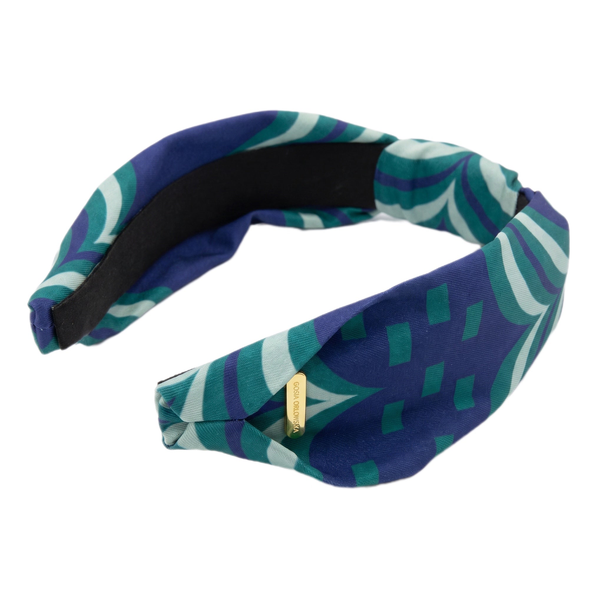 “Chroma-Navy” Tri-Color Wavy Knotted Style Satin Silk Headband
