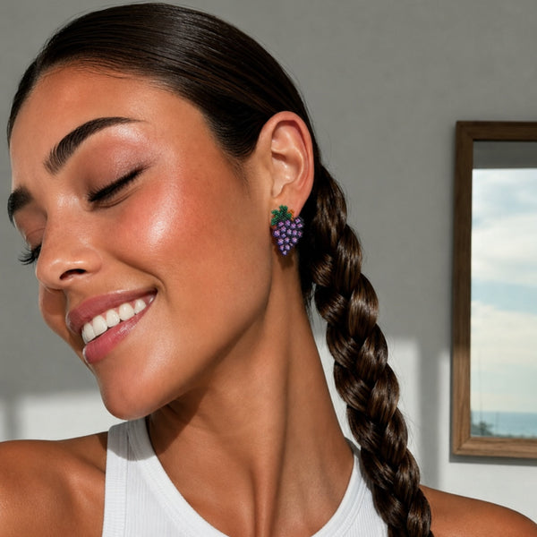 "Grape"beaded fruit earrings