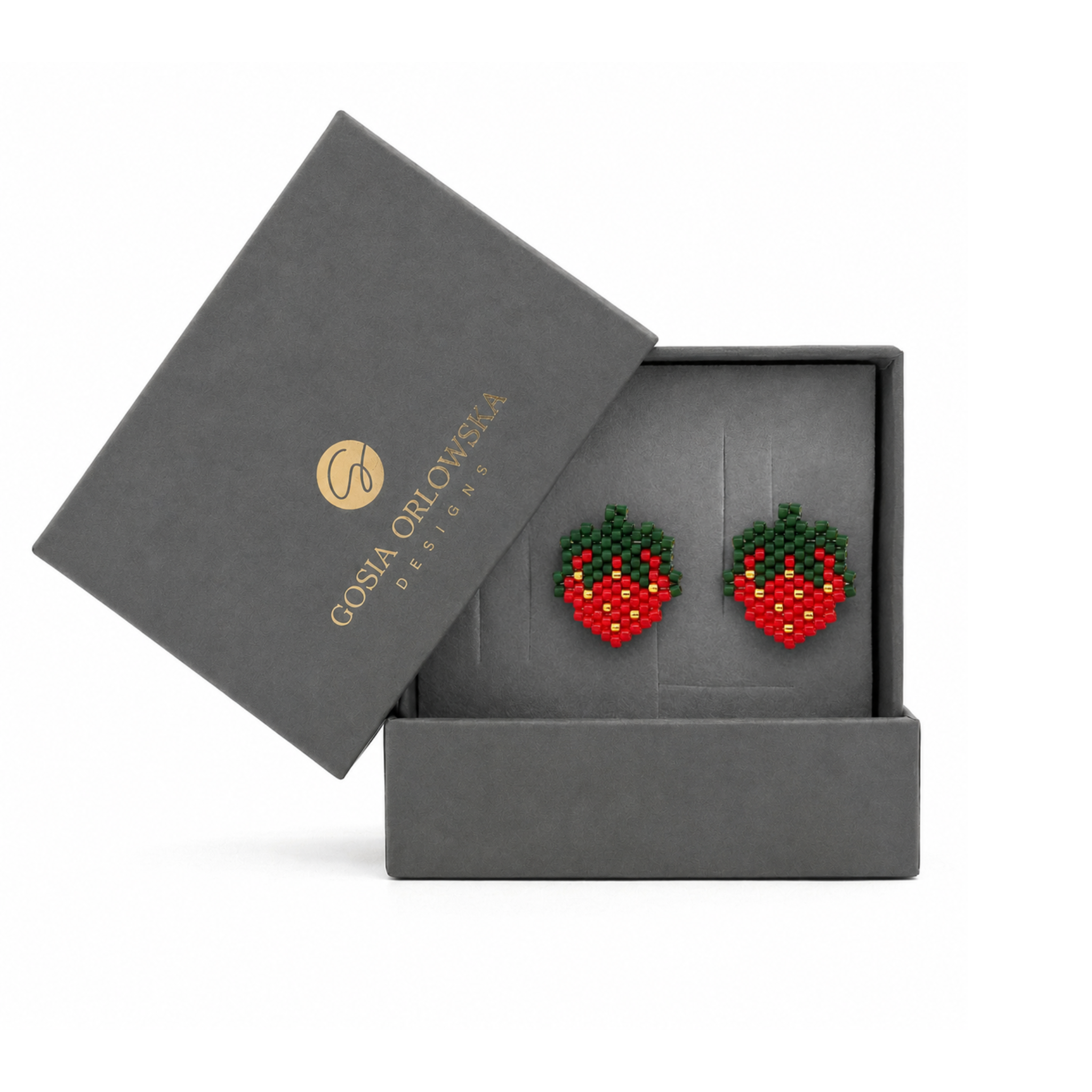 "STRAWBERRY" Mini Beaded Fruit Earrings