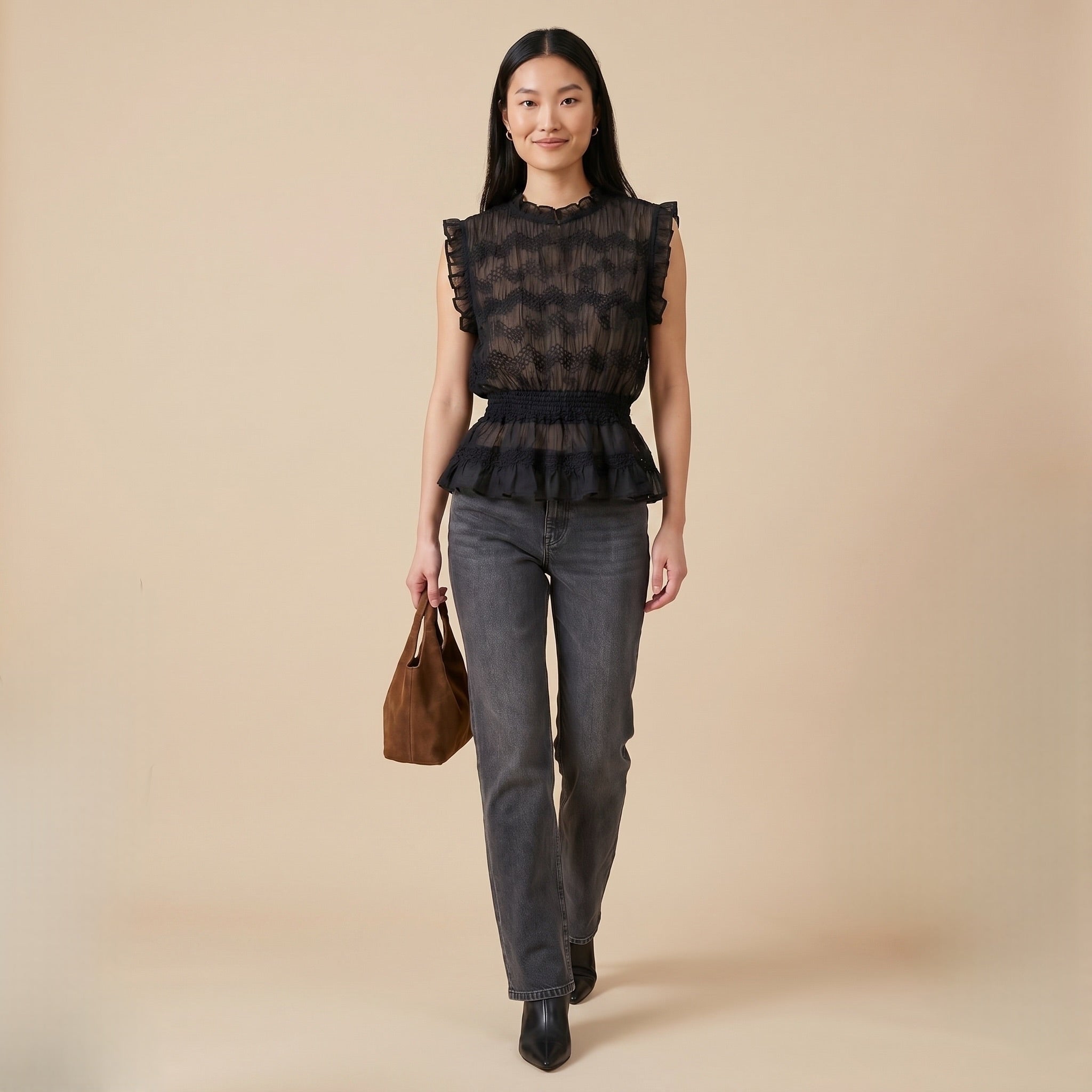 "Onyx black" Sheer Blouse