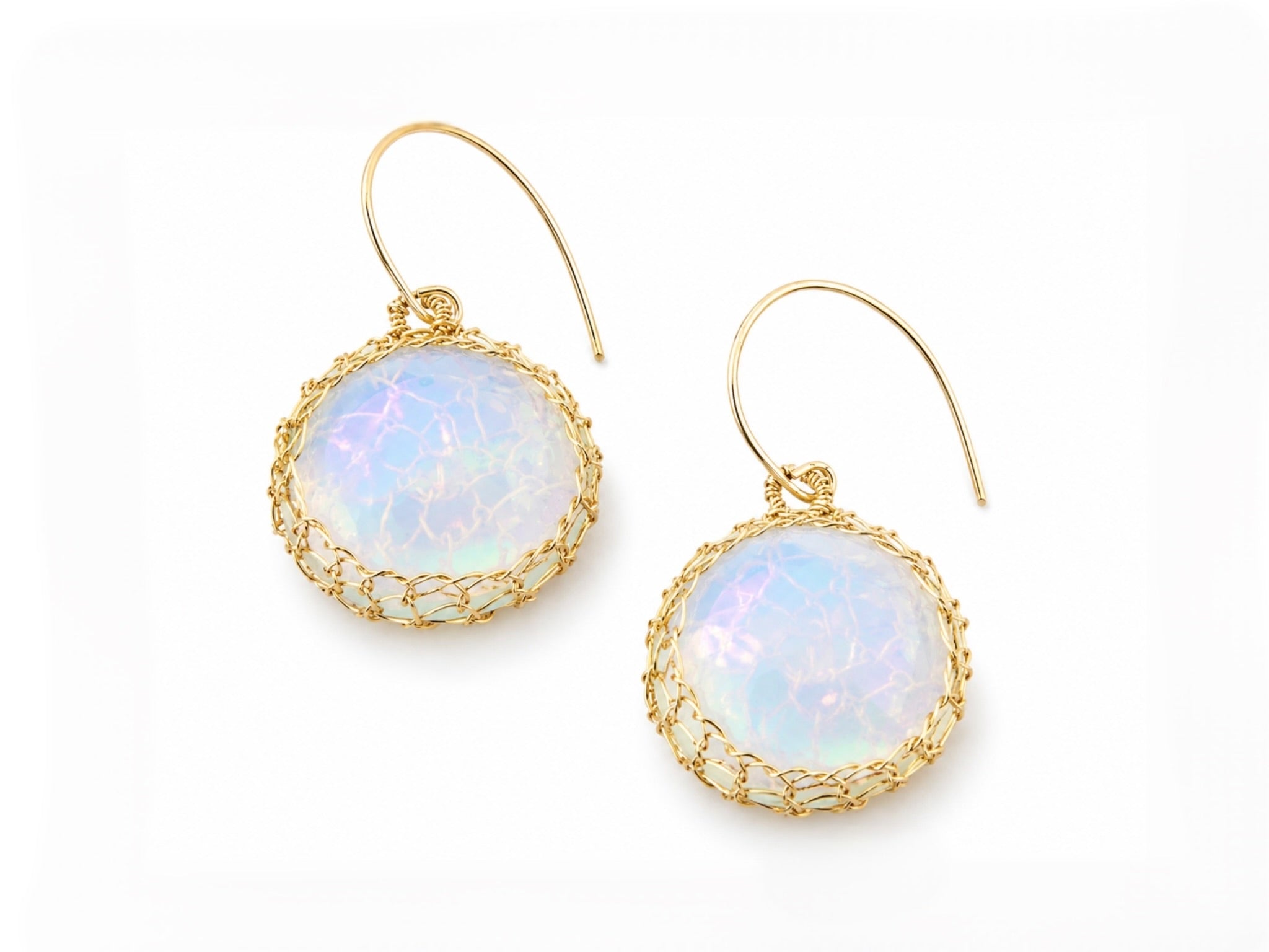 "Nati" Opal Round Net Earrings
