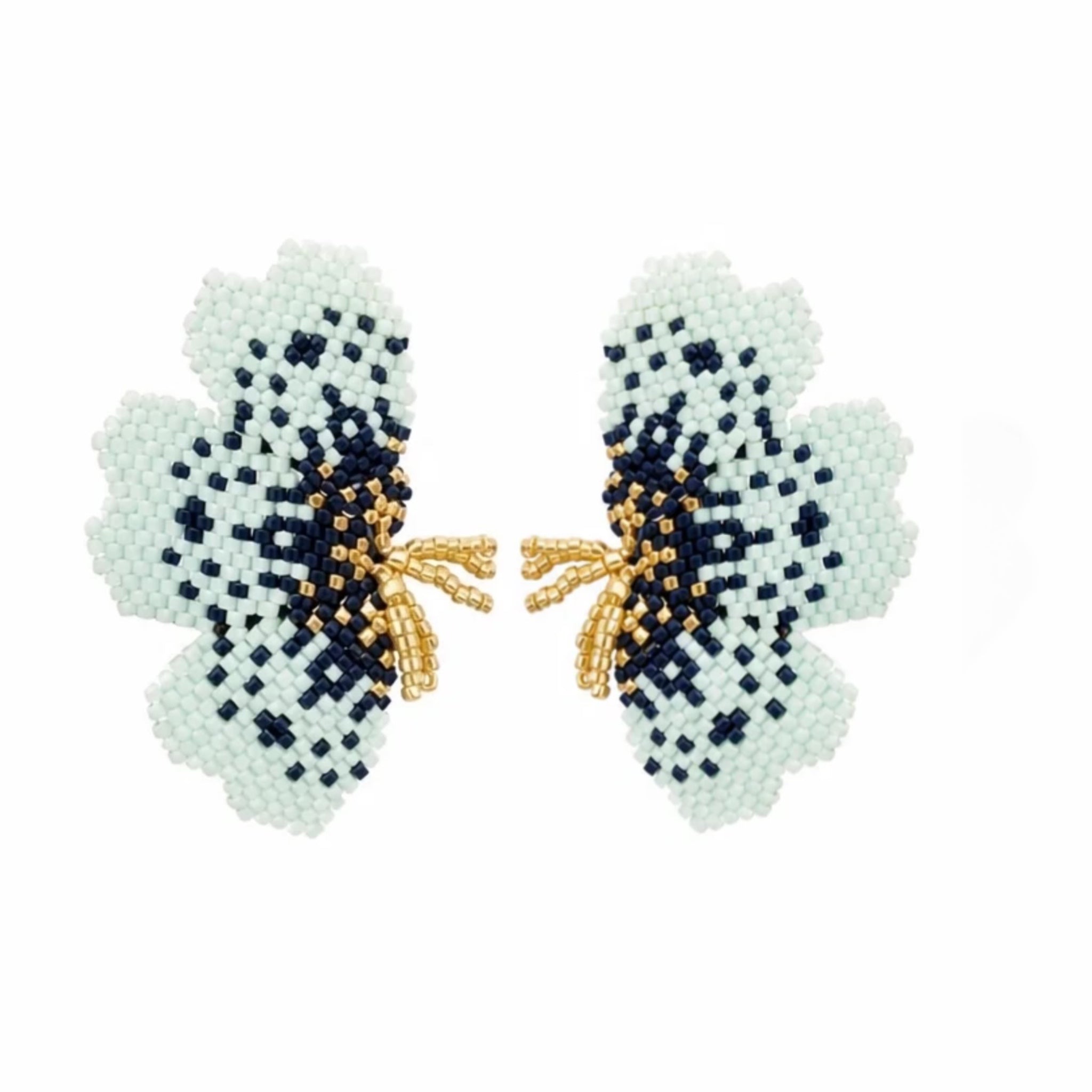 "NOLA" BEADED MINTED GREEN BUTTERFLY EARRINGS