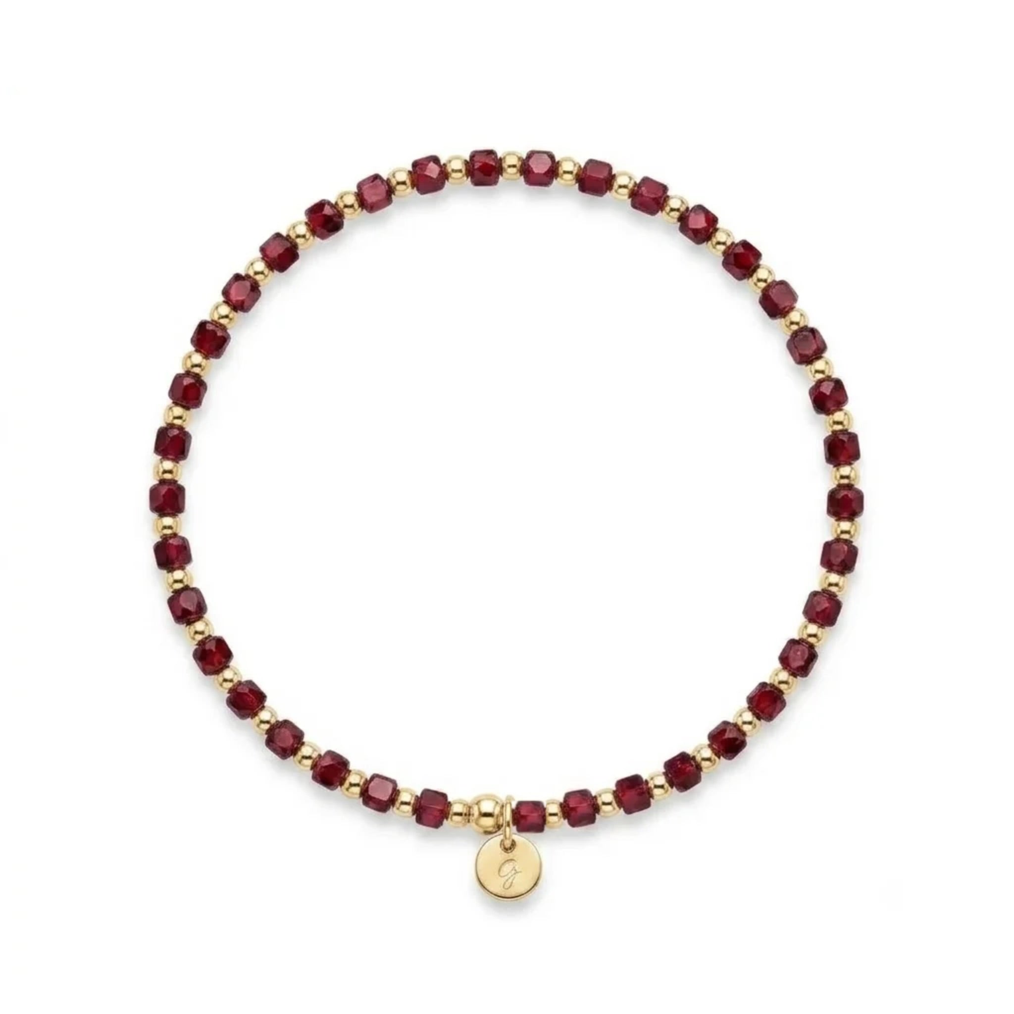 “Yaiza” Garnet 2.5mm Square Beads Bracelet
