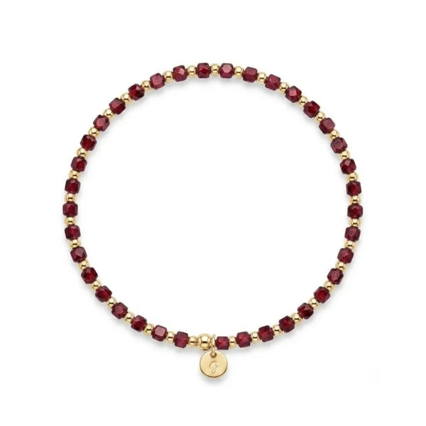 “Yaiza” Garnet 2.5mm Square Beads Bracelet