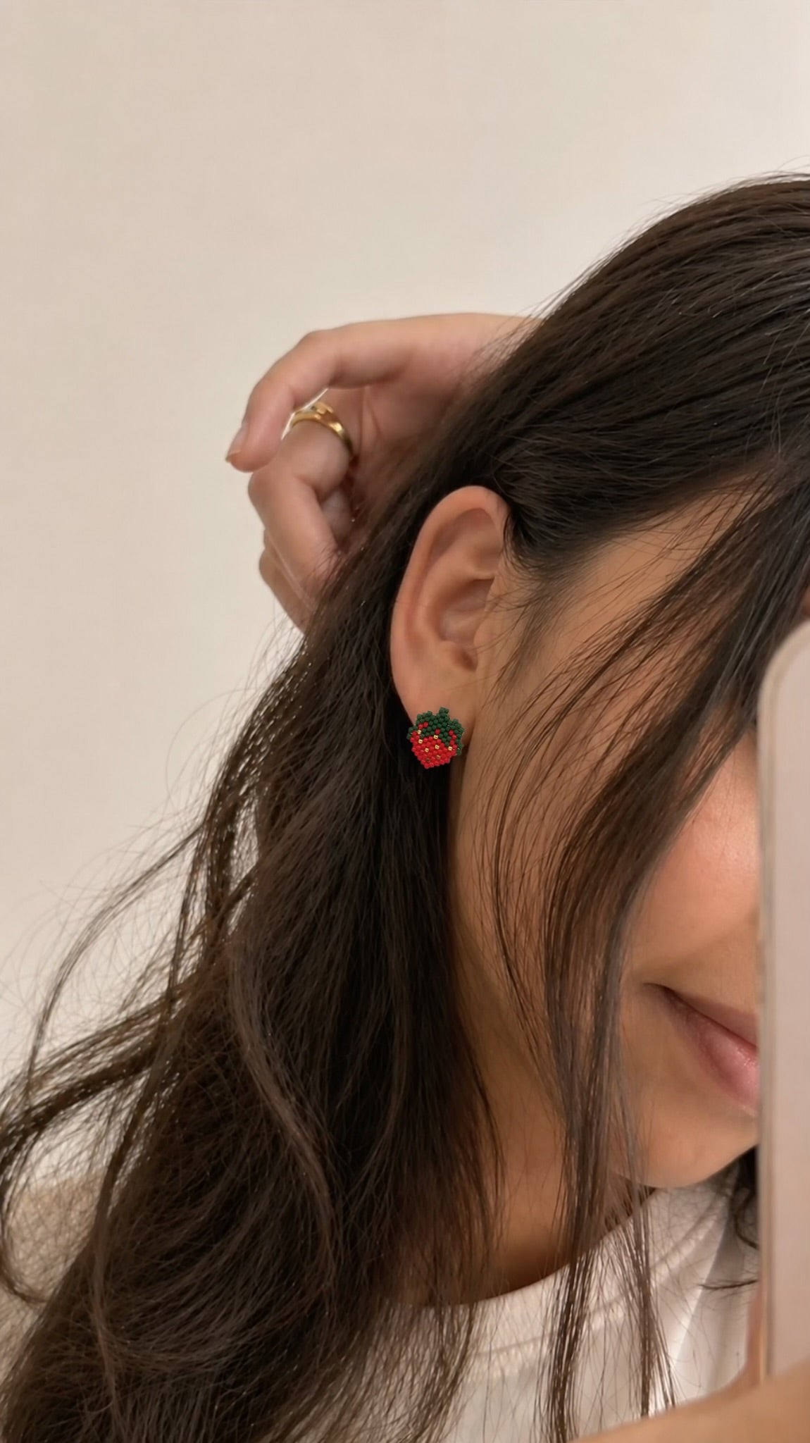"STRAWBERRY" Mini Beaded Fruit Earrings