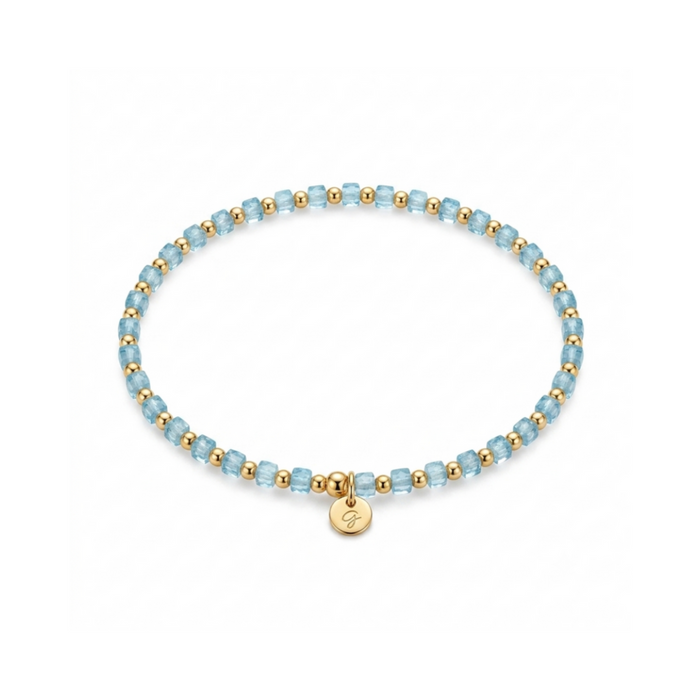 “Taryn” 2.5mm Blue Topaz Squared Bead Bracelet