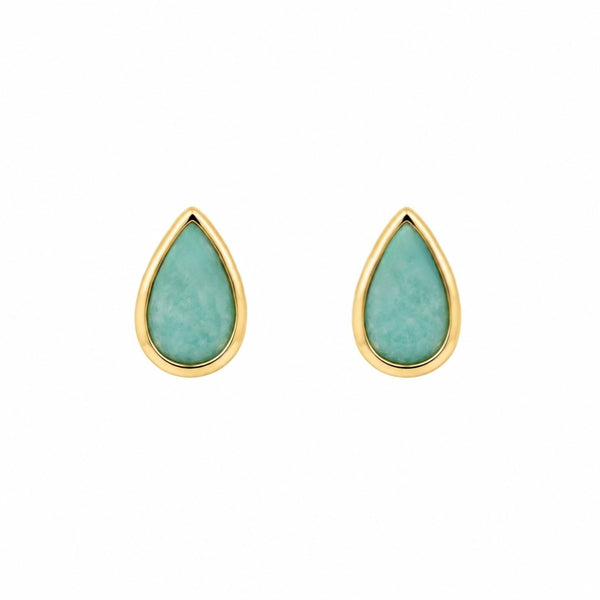 9K GOLD MINI AVENTURINE DROP EARRINGS