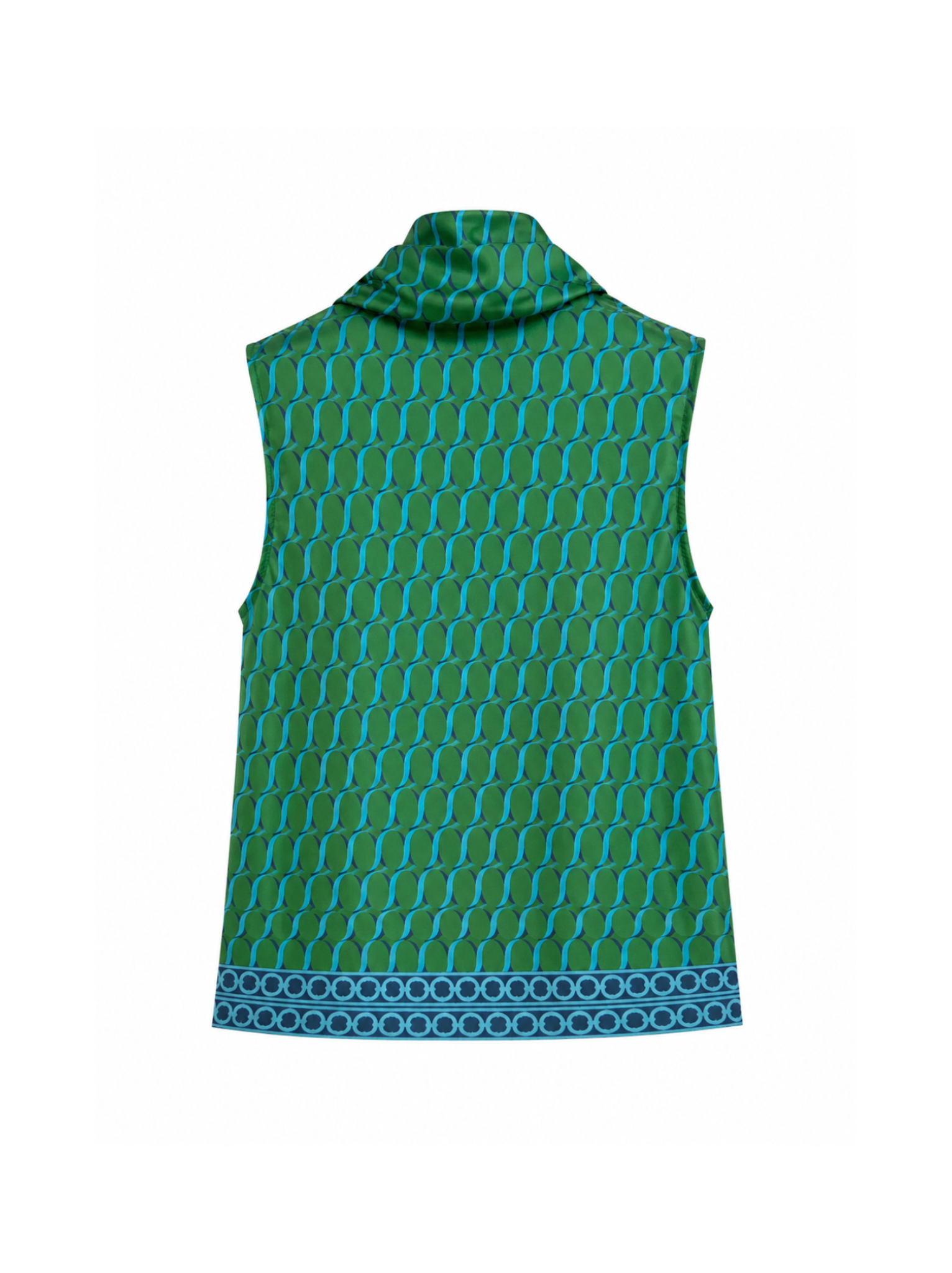 “Cadena” Green Pattern /Removable Collar Top