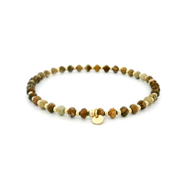 “Canyon” Picture Jasper Diamond Cut Bead Bracelet