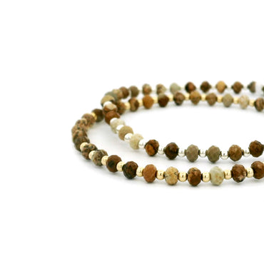 “Canyon” Picture Jasper Diamond Cut Bead Bracelet