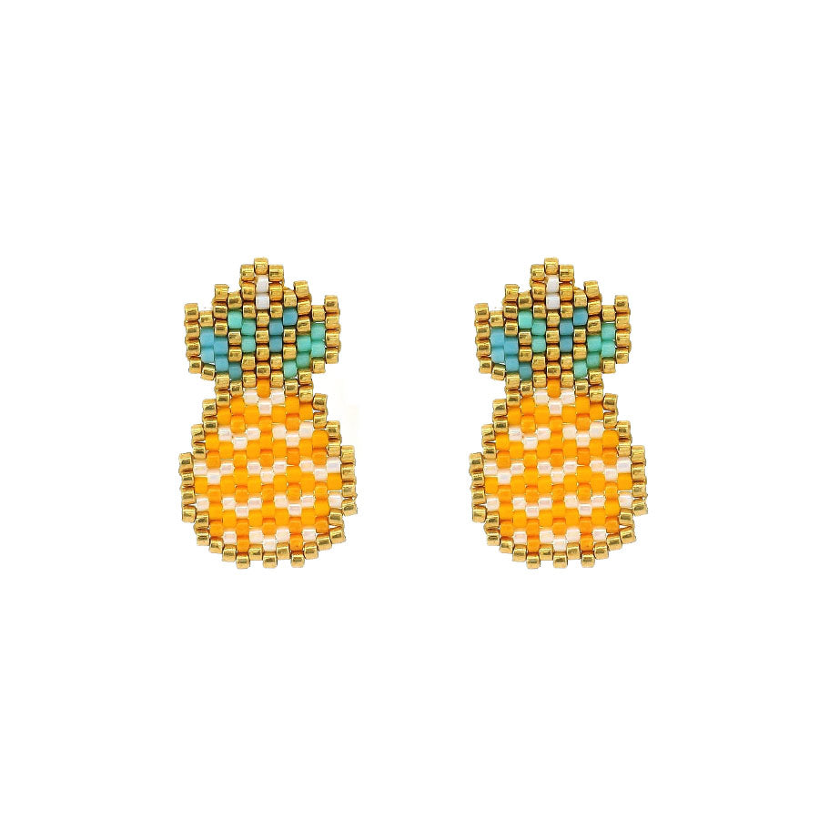 "Pineapple" beaded mini earrings