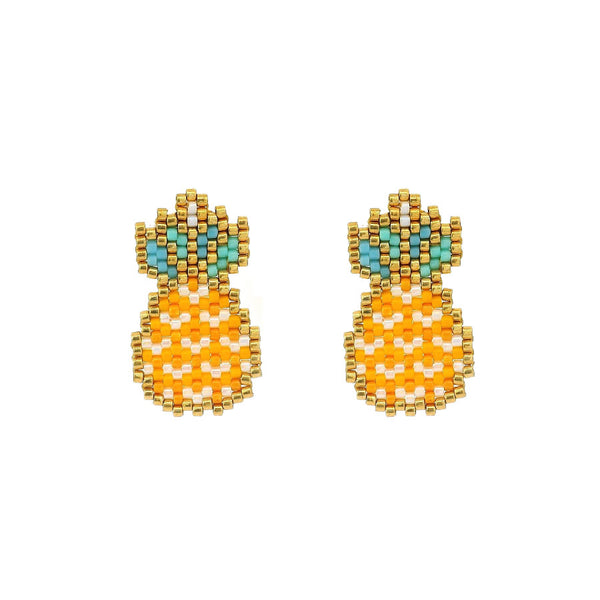 "Pineapple" beaded mini earrings