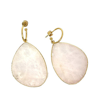 “Ezra” Point Drop Earrings / Rose Quartz