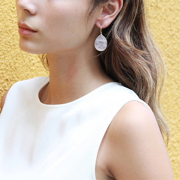 New Heavenly Beauty Mini Oval Drop Earrings / Rose Quartz