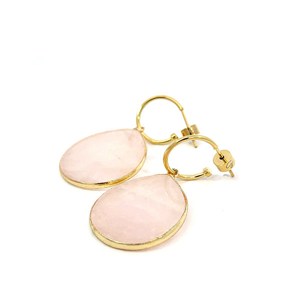 New Heavenly Beauty Mini Oval Drop Earrings / Rose Quartz
