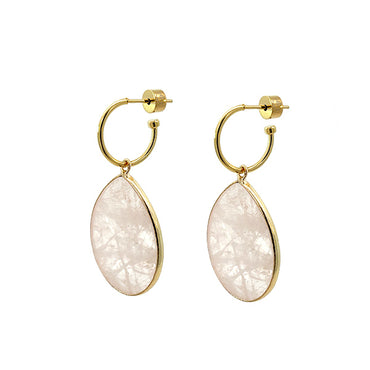 Heavenly Beauty Mini Oval Drop Earrings / Rose Quartz