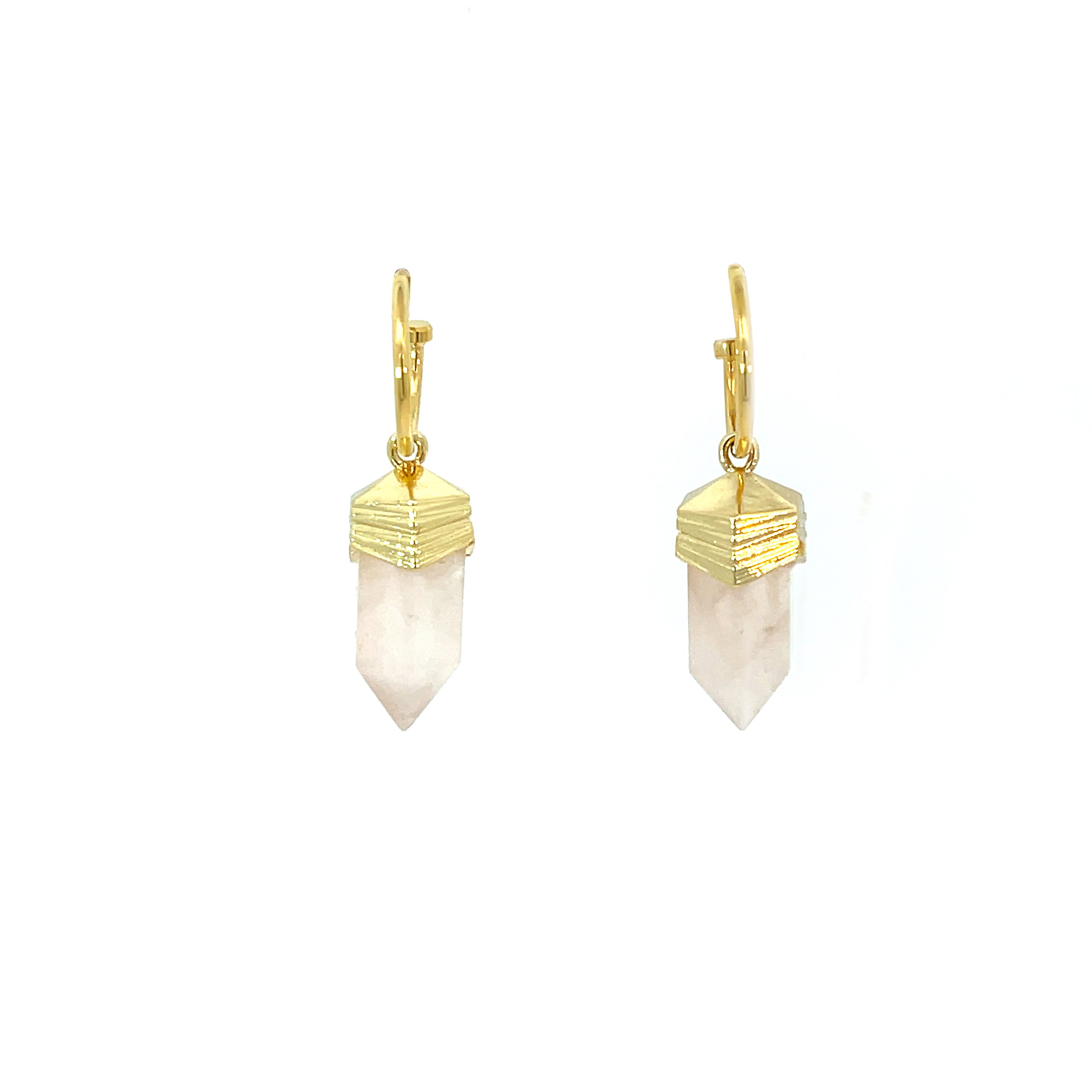Discover Amari Rose Quartz Hexagonal Earrings