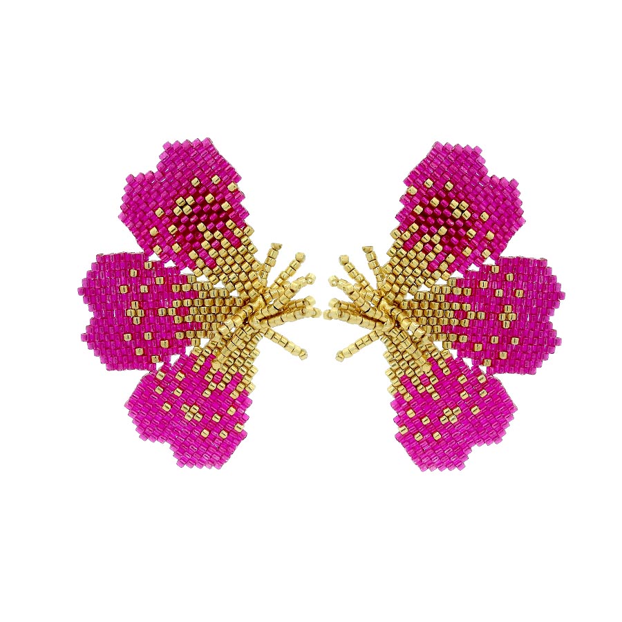 "NOLA" BEADED FUSCIA BUTTERFLY EARRINGS