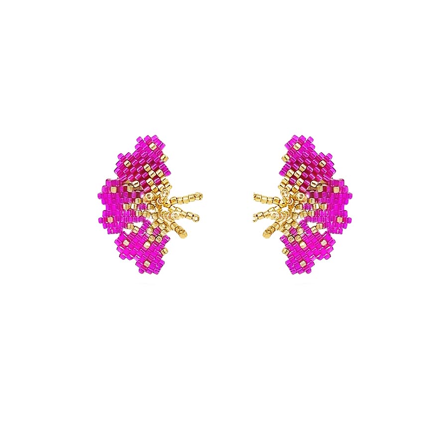 "NOLA" BEADED FUSCIA BUTTERFLY EARRINGS