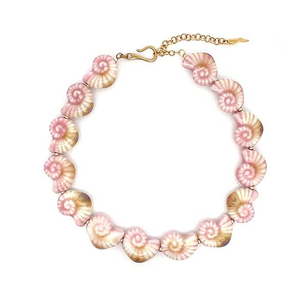 “Del Mare” Ceramic Seashell Choker - Salmon Pink