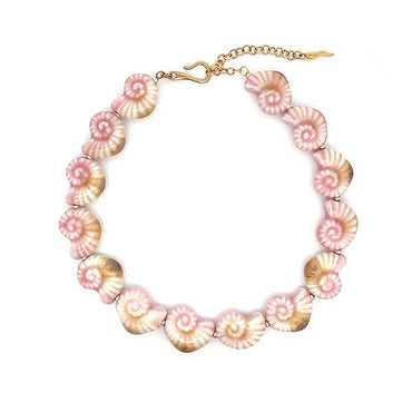 “Del Mare” Ceramic Seashell Choker - Salmon Pink