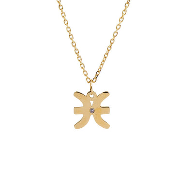 9K GOLD ZODIAC GOLD DIAMOND NECKLACE / PISCES