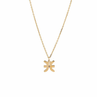 9K GOLD ZODIAC GOLD DIAMOND NECKLACE / PISCES