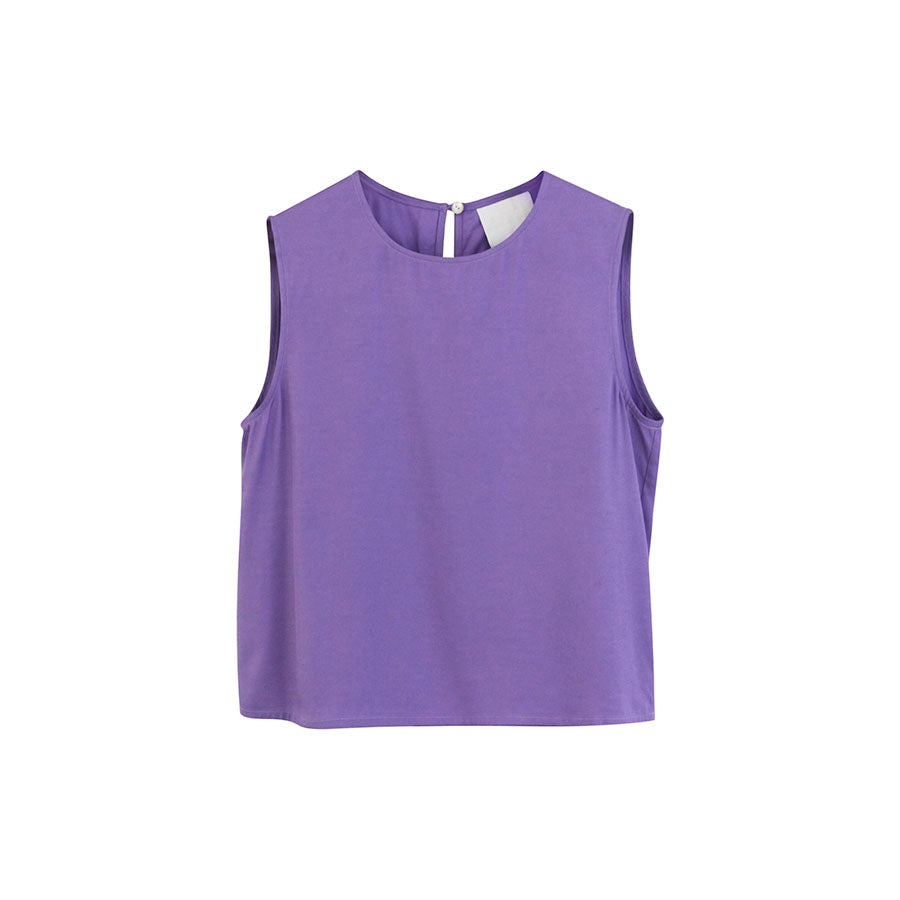 “Corey” Mix Cotton Silk Basic Crop Top - Purple