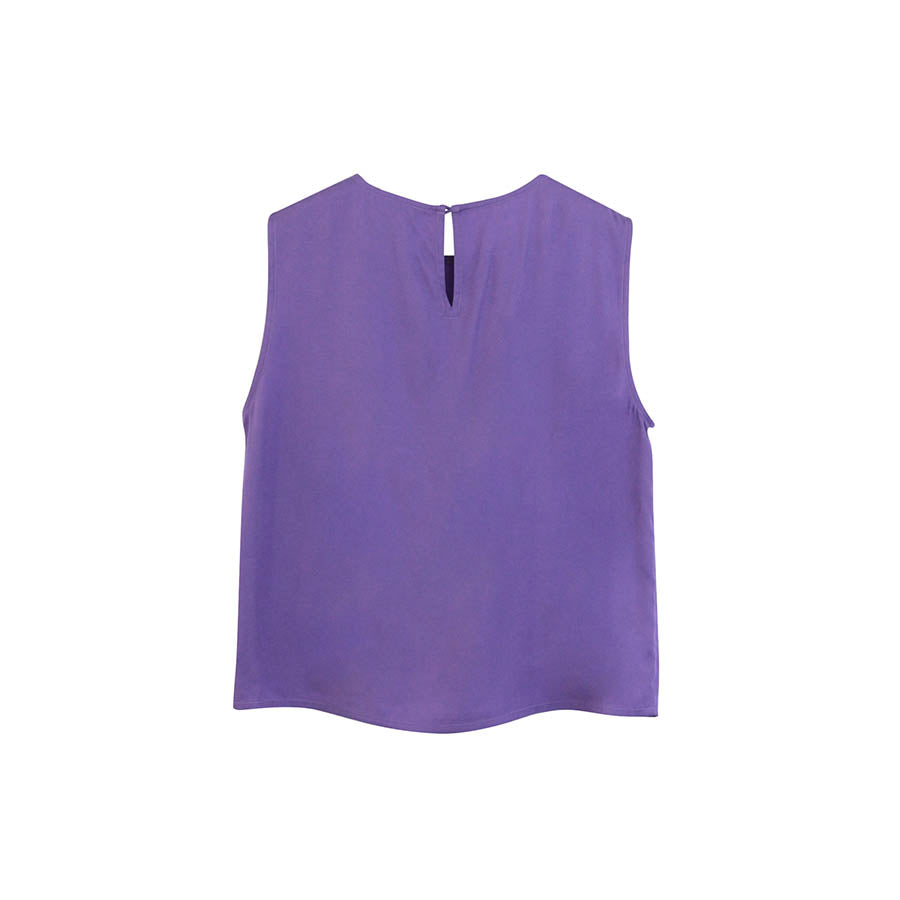 “Corey” Mix Cotton Silk Basic Crop Top - Purple