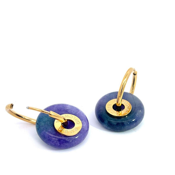 "CIAMBELLA" 2CM Green & Purple Agate Earrings