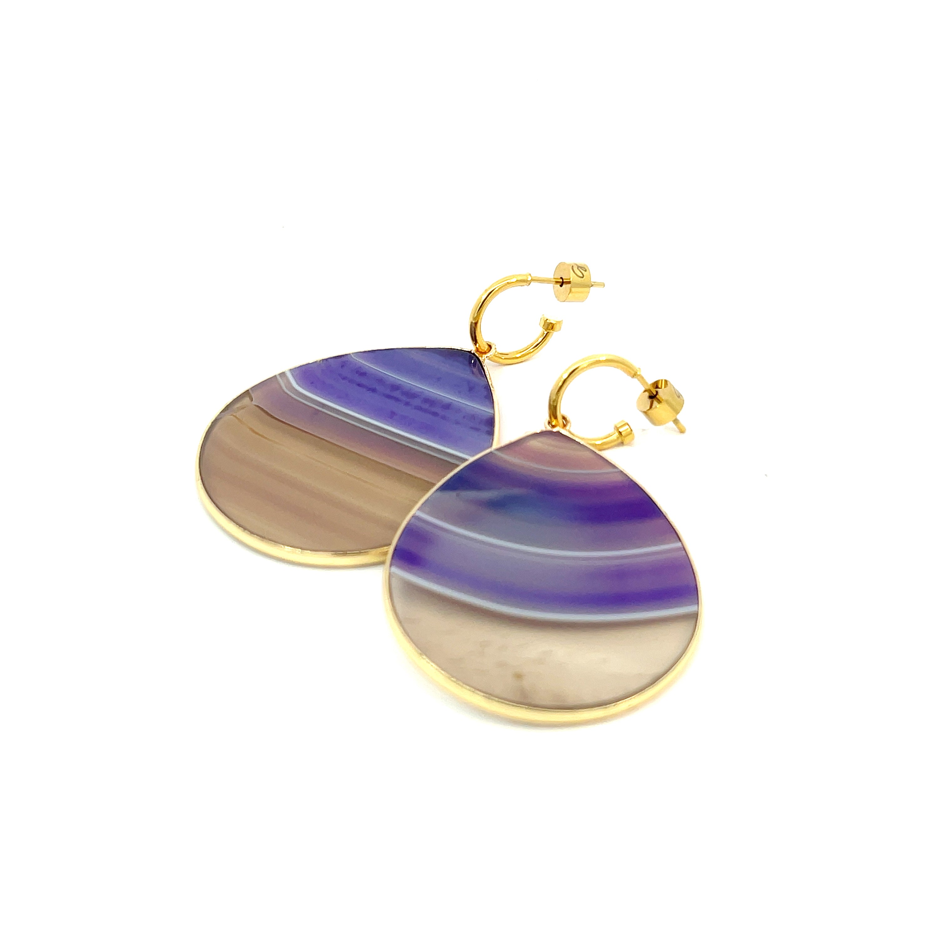 New Heavenly Beauty Oval Drop Earrings/Universal Love/Purple Agate
