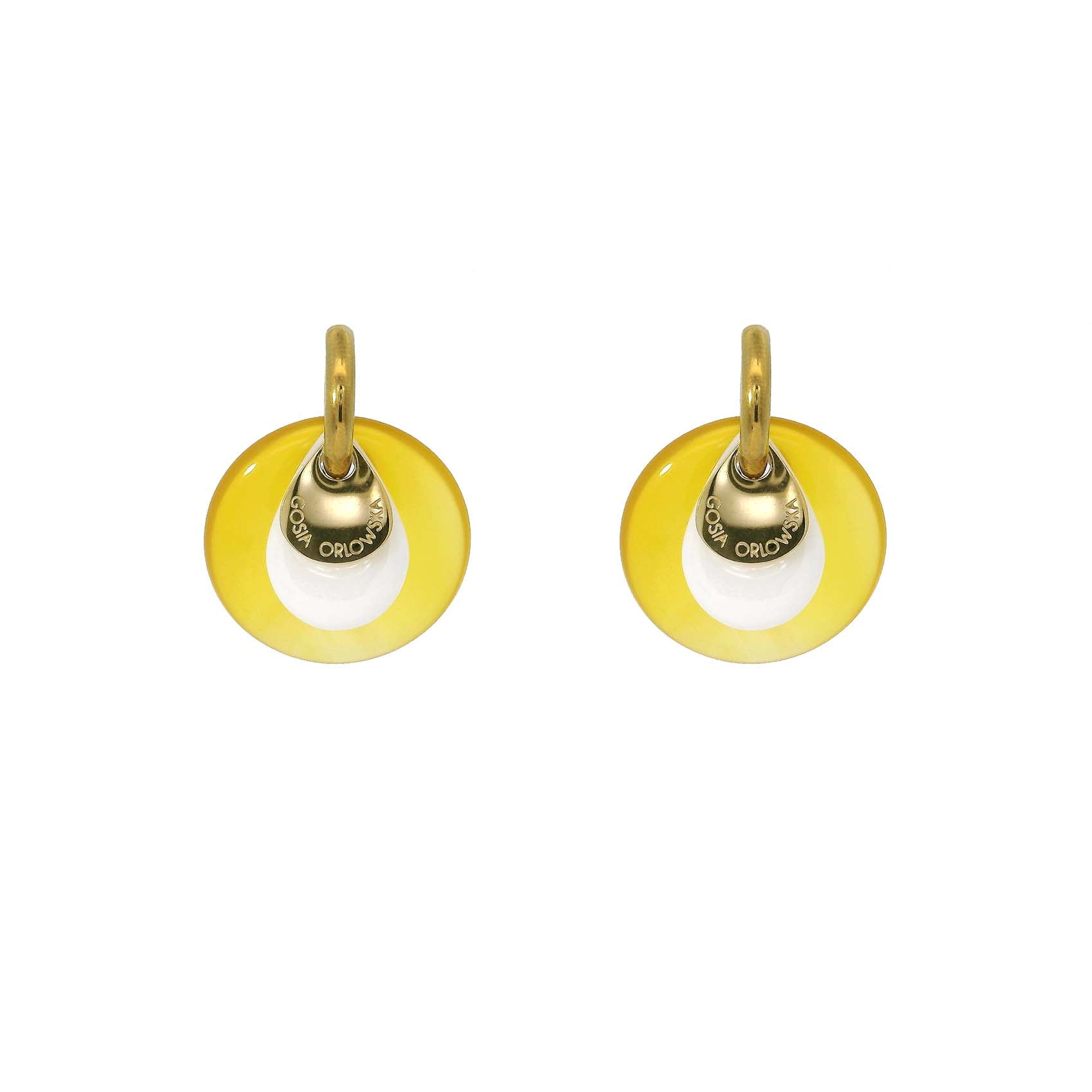 “CIAMBELLA” 2 STONES YELLOW AND WHITE AGATE EARRINGS