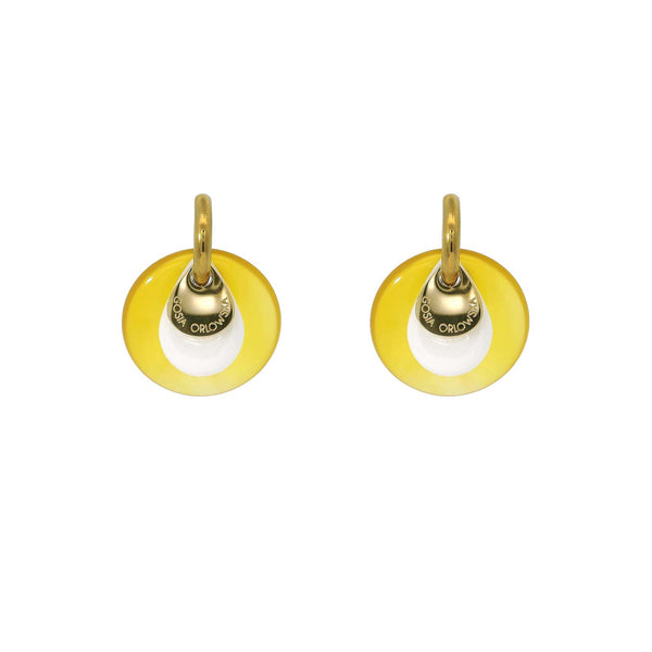 “CIAMBELLA” 2 STONES AGATE AND HEMATITE EARRINGS