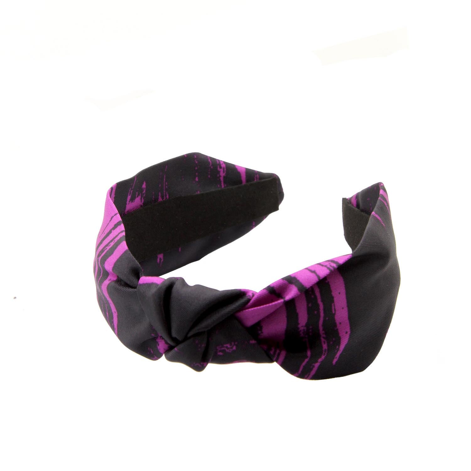 “Aster” Purple & Black Knot Style Silk Headband