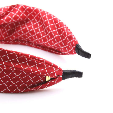 “Ivy” Red Dash-line Twisted Style Silk Headband