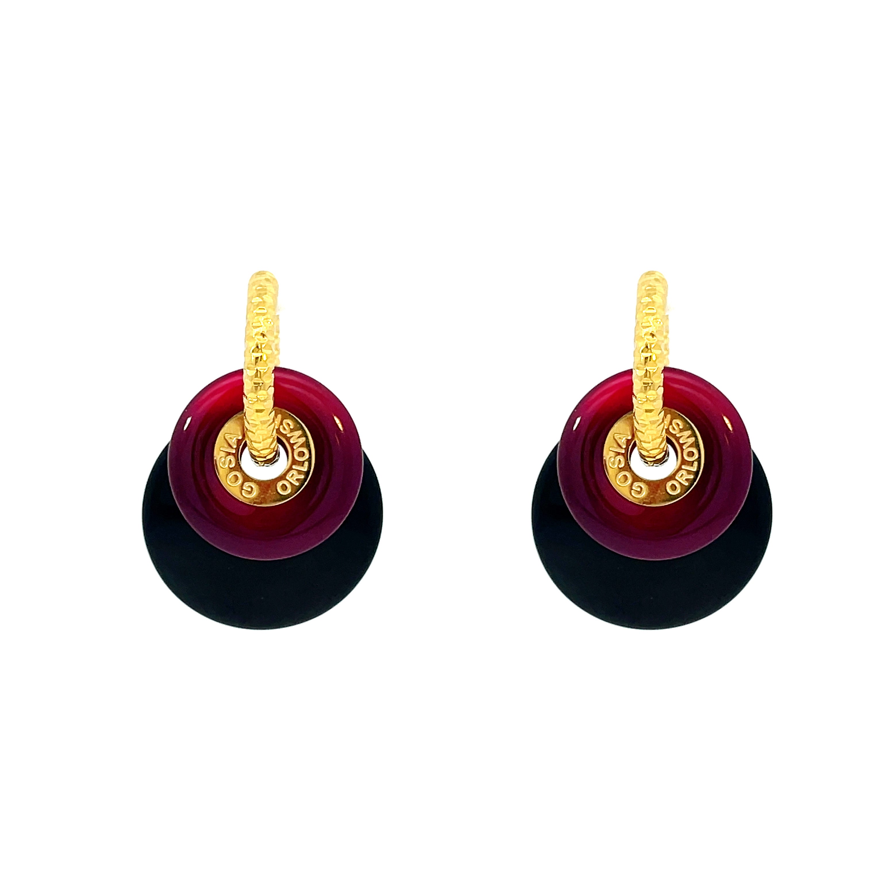 Stunning Black Onyx & Red Agate Earrings by Gosia Orlowska