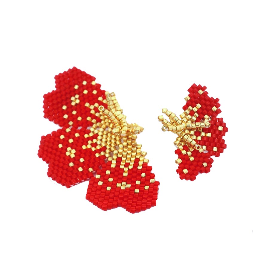 “NOLA” BEADED FESTIVE RED BUTTERFLY EARRING