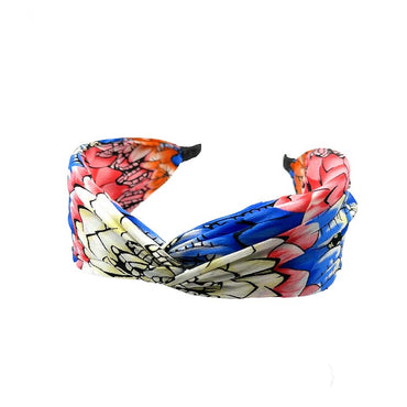 “Dahlia” Colorful Floral Pattern Twisted Style Silk Headband