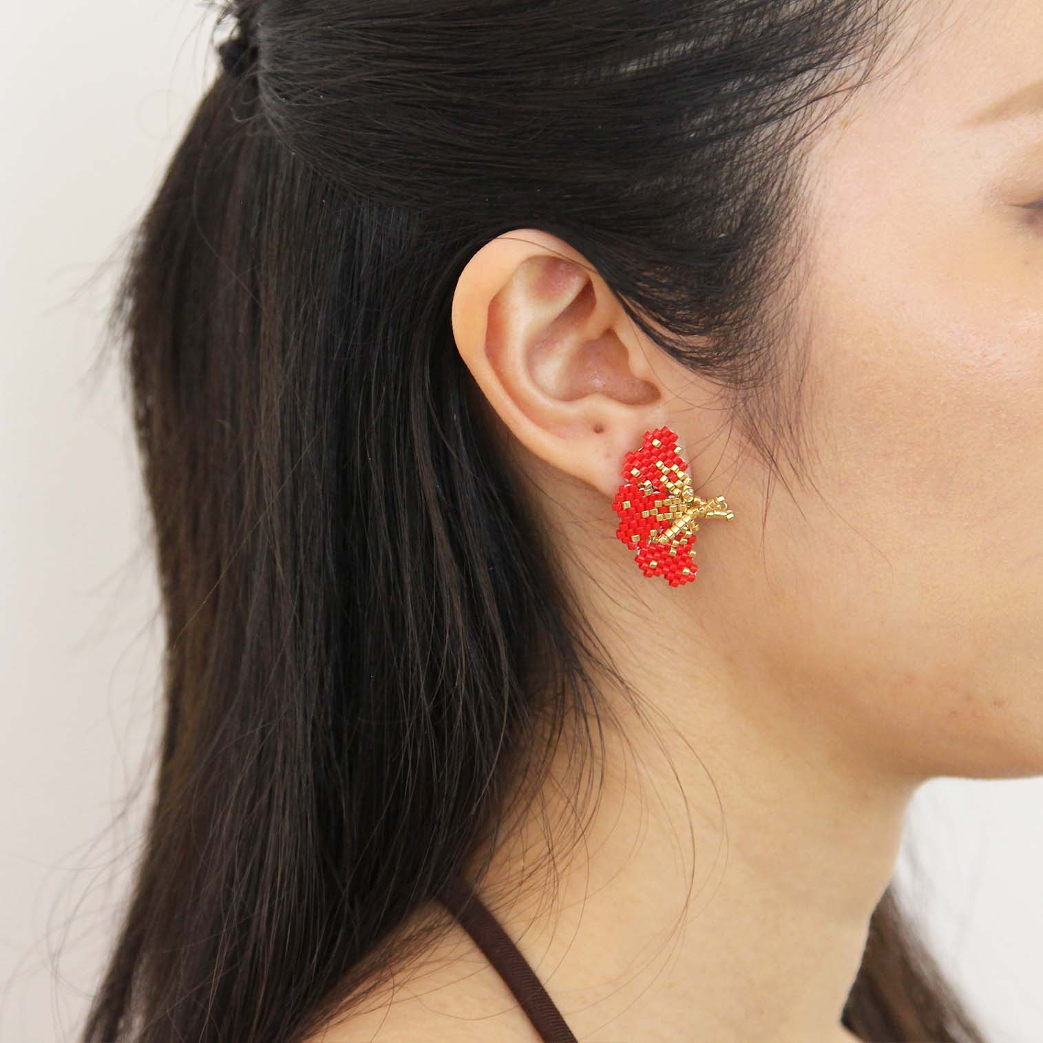“NOLA” BEADED FESTIVE RED BUTTERFLY EARRING