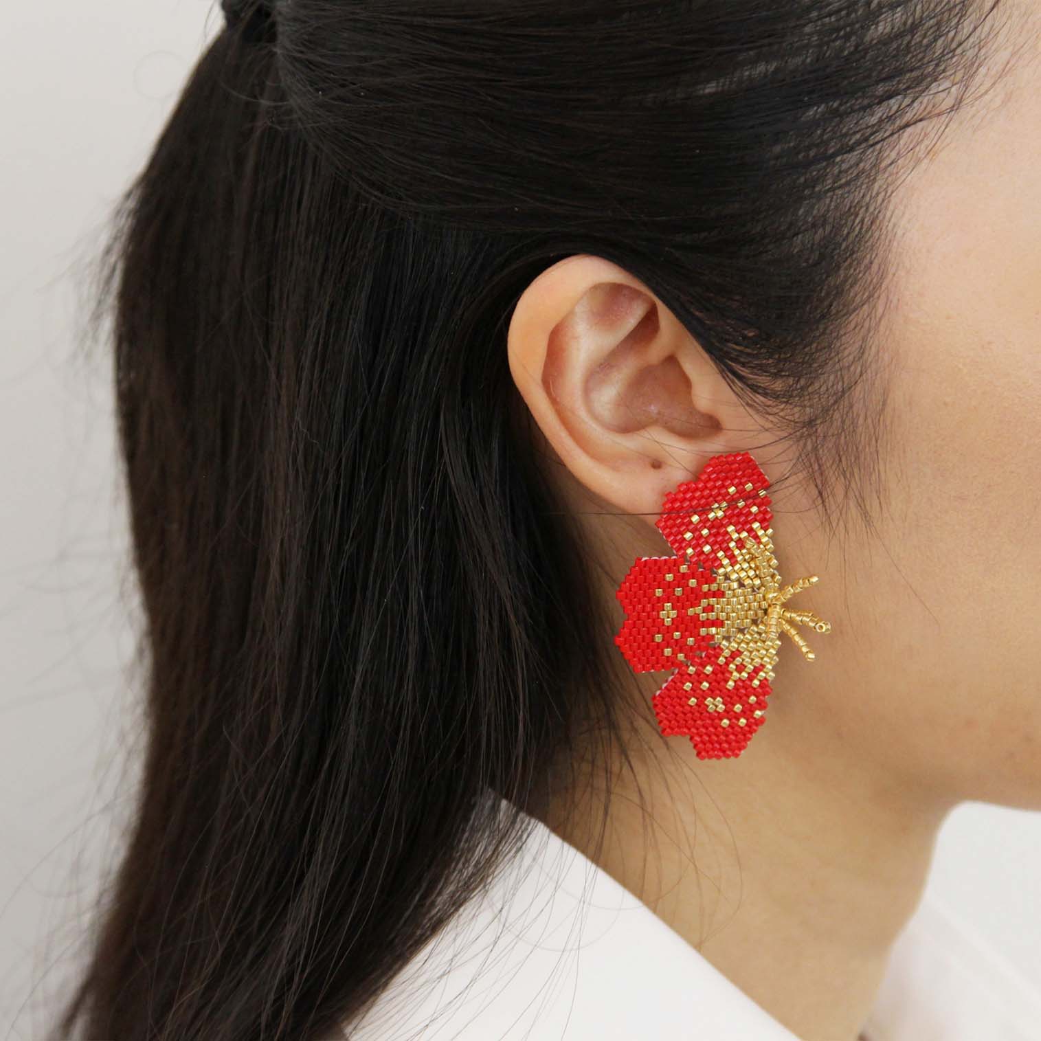 “NOLA” BEADED FESTIVE RED BUTTERFLY EARRING