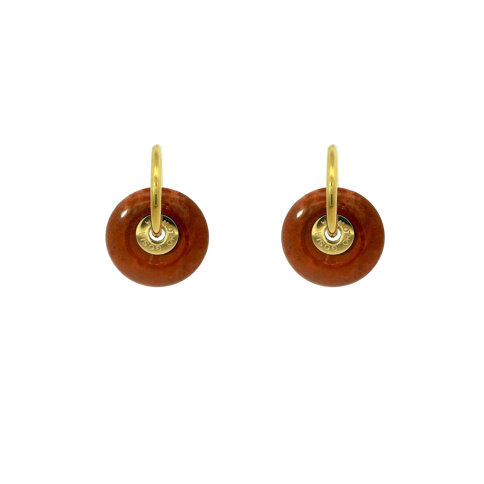 “Ciambella” 2cm Red Jaspas Single Stone Earrings