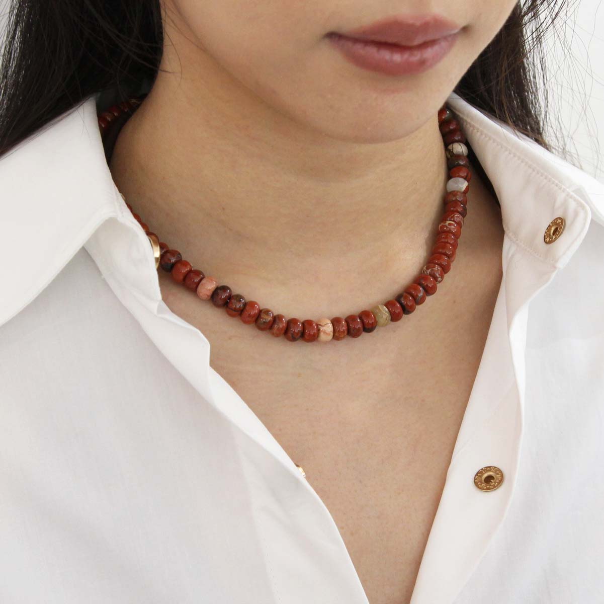 “Agnes” Gemstone Choker / Red Jasper