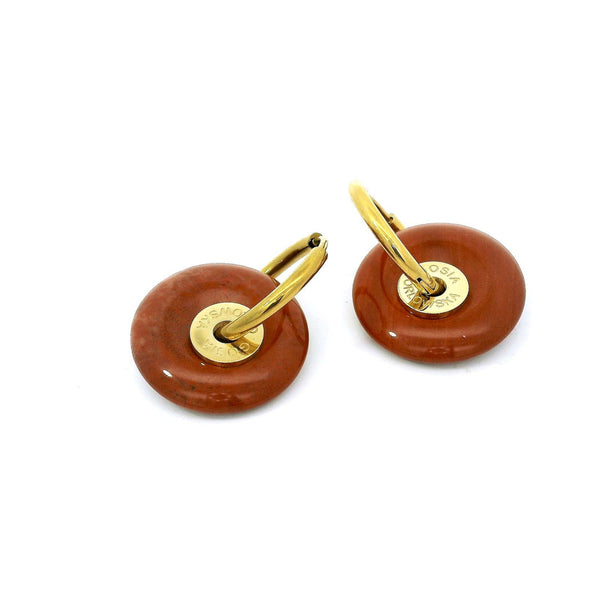 “Ciambella” 2cm Red Jaspas Single Stone Earrings