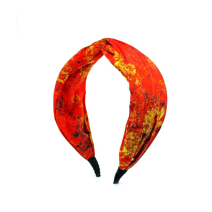 “Ecstasy” Sparkly Red Floral Pattern Twisted Style Silk Headband