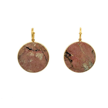 Heavenly Beauty Round Drop Earrings/Serenity/Rhodonite