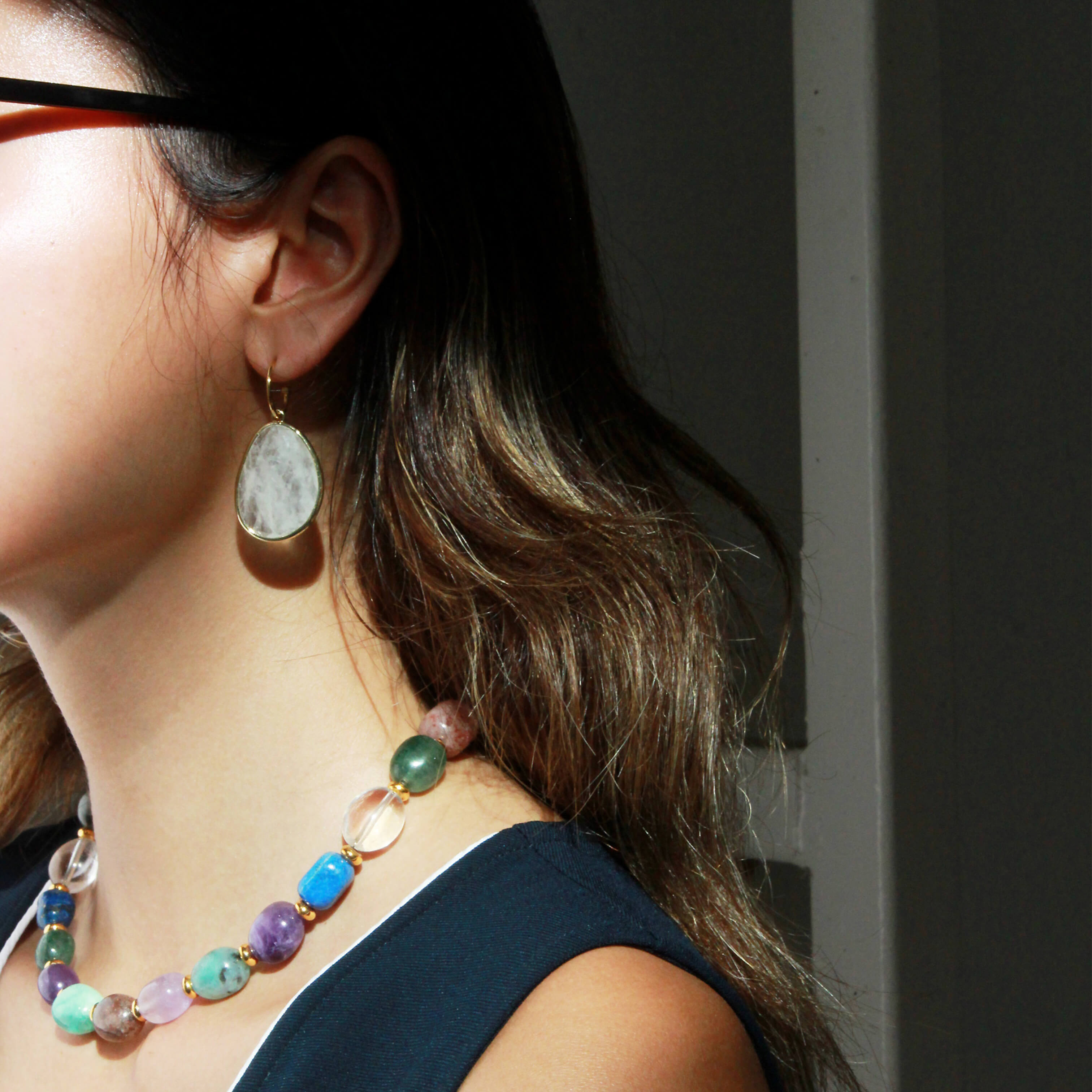 Discover Meera Point Drop Earrings - Clear Quartz